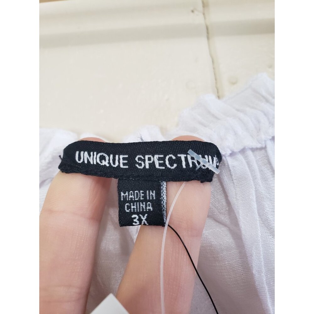 Unique Spectrum Womens Plus 3X Top Off Shoulder Smocked Sheer Peasant Lace NWT - Picture 7 of 10